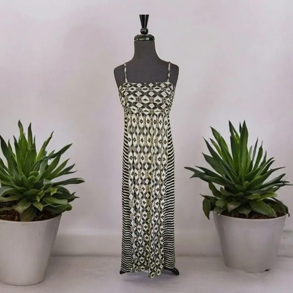 Soma Brown Aztec Maxi Dress Convertable Straps Strapless Medium - Picture 1 of 8